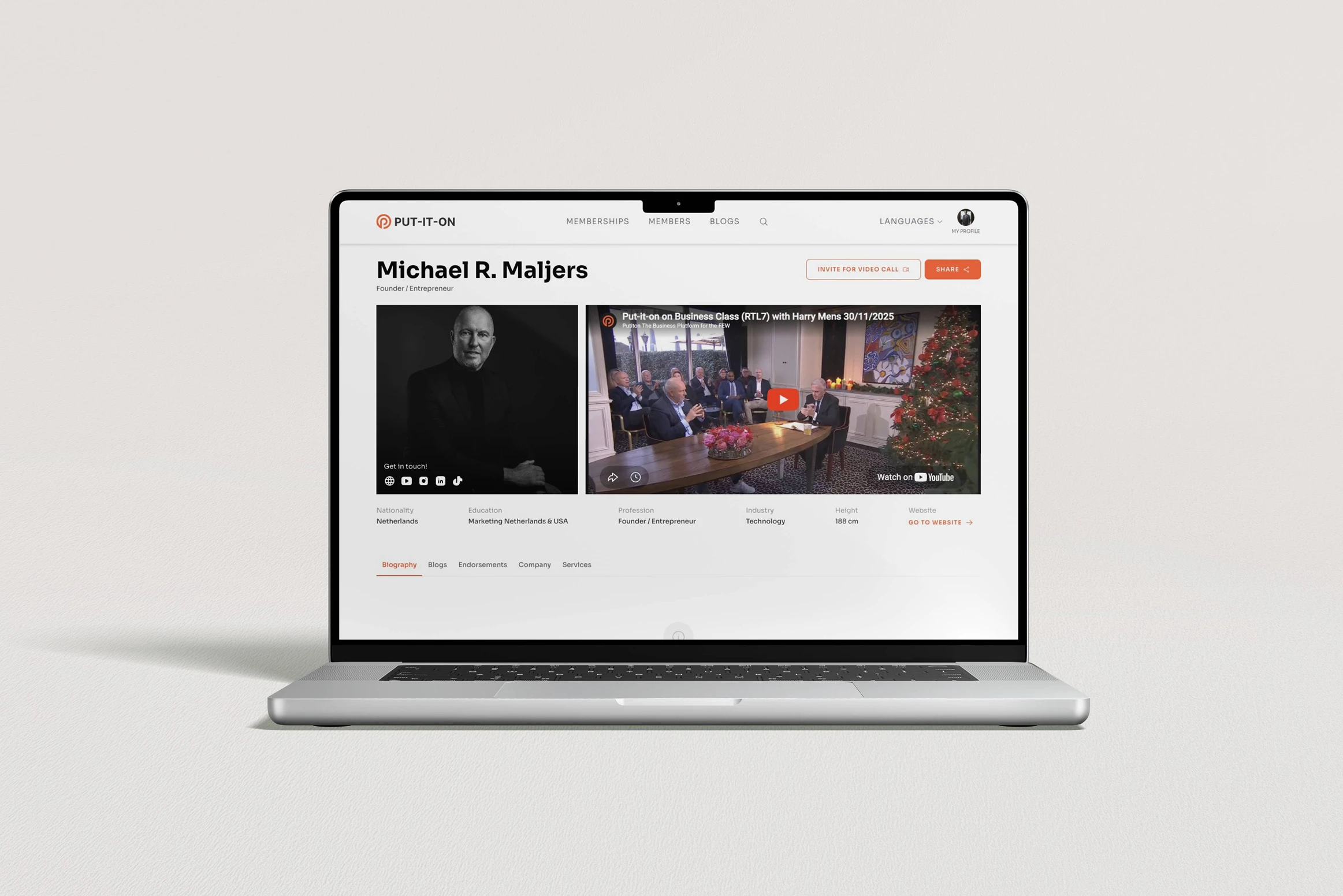 Redesigned member profile page